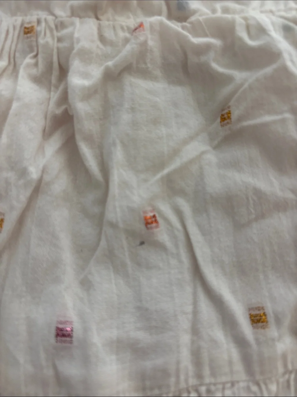 Girls' White Multicolor Embroidered Tiered Dress